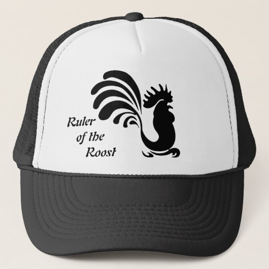 "Heerser van het Rooster" Gestileerde Haan Hoed Trucker Pet (Voorkant)