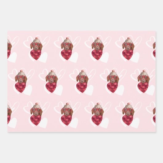 Heest Brown Dachshund Hondenliefhebber Valentijns  Inpakpapier Vel (Voorkant 2)