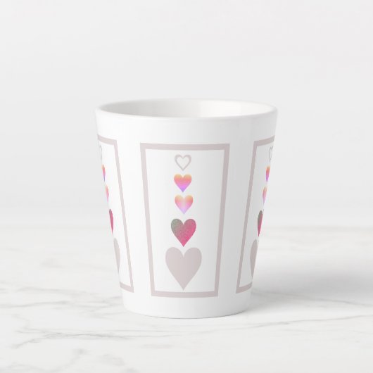 Heest Pattern Modern Cute Pink Grey White Latte Mok (Voorkant)