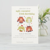 Heest Winter Ugly Sweater Elke zondag Uitnodigen Bedankkaart (Staand voorkant)