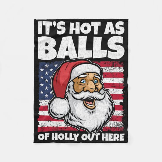 Heet als Kerstman VS Amerikaanse Vlag Shirt Kerst Fleece Deken (Voorkant)