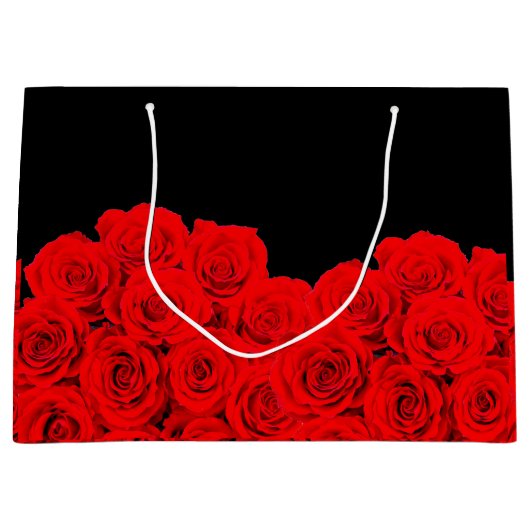 Heet Bloem Zwart Rood Rozen Groot Cadeauzakje (Voorkant)