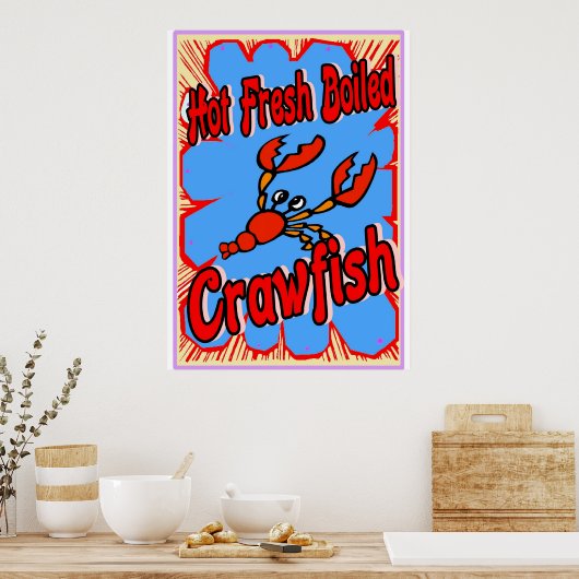 Heet boiled Crawfish Sign. Poster (Keuken)