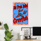 Heet boiled Crawfish Sign. Poster (Thuiskantoor)