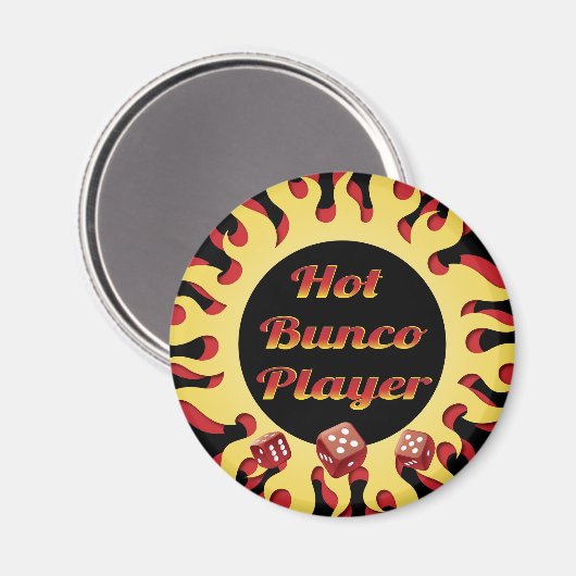 Heet Bunco speler met rode dobbelstenen Magneet (Voorkant / Achterkant)