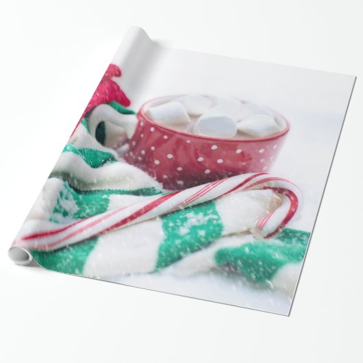 Heet Caca | Kandijriet | Kerst Scarf en Mitts Cadeaupapier (Uitgerold)