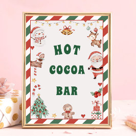 Heet Cacao Bar Santa Kerstmis Tafel Teken Poster