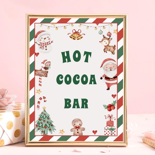 Heet Cacao Bar Santa Kerstmis Tafel Teken Poster