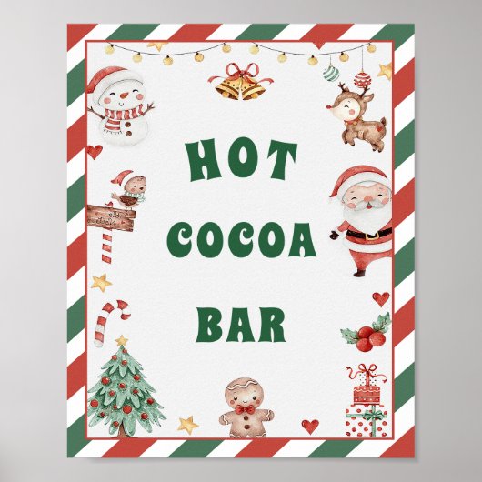 Heet Cacao Bar Santa Kerstmis Tafel Teken Poster (Voorkant)