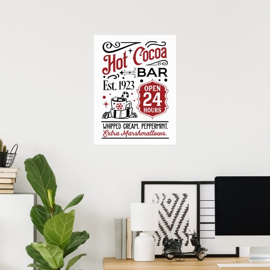Heet cacao bar woord art kerst poster (Thuiskantoor)