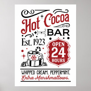 Heet cacao bar woord art kerst poster