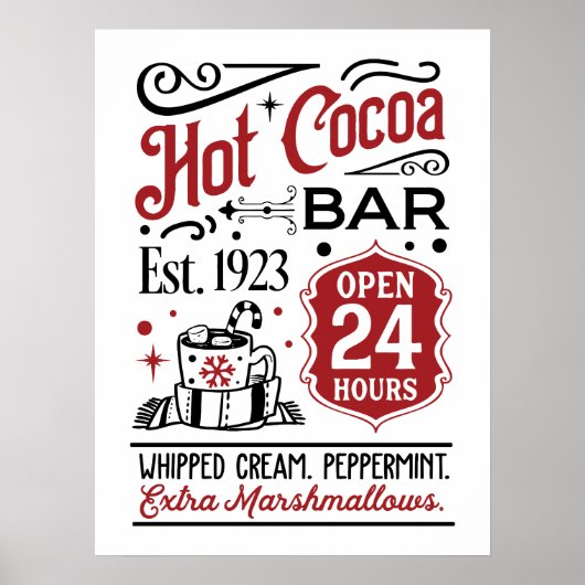 Heet cacao bar woord art kerst poster (Voorkant)