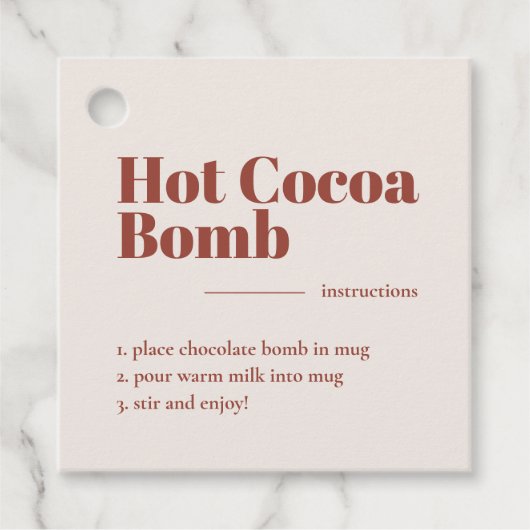 Heet Cacao Bomb Hot Chocolade Bomb Favor Bedankjes Labels (Voorkant)