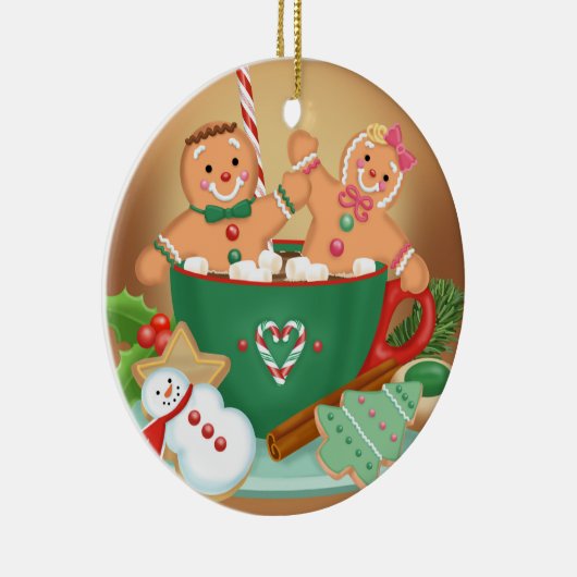 Heet cacao en Gingerbrood Keramisch Ornament (Rechts)