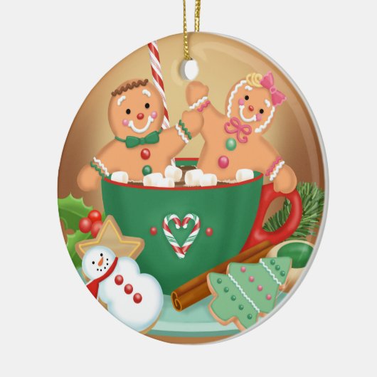 Heet cacao en Gingerbrood Keramisch Ornament (Links)