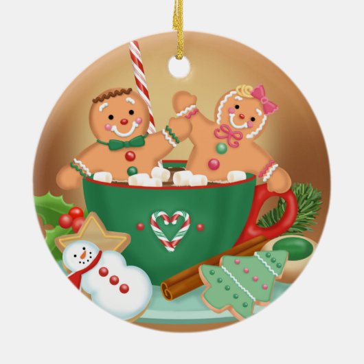 Heet cacao en Gingerbrood Keramisch Ornament (Achterkant)