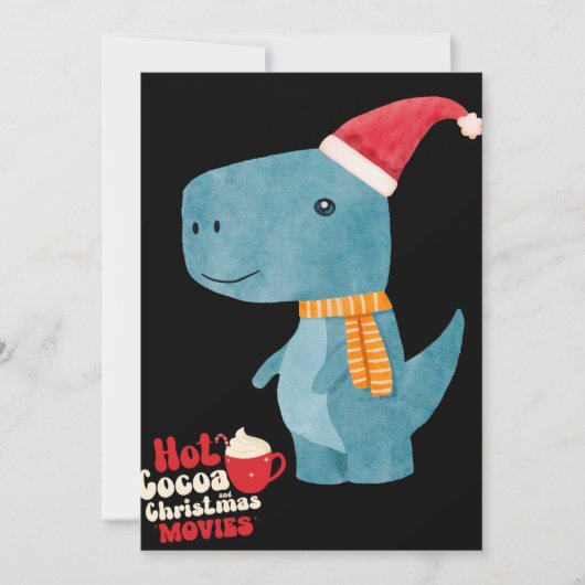 Heet Cacao en Kerstfilms Dino Vakantie Kaart (Voorkant)