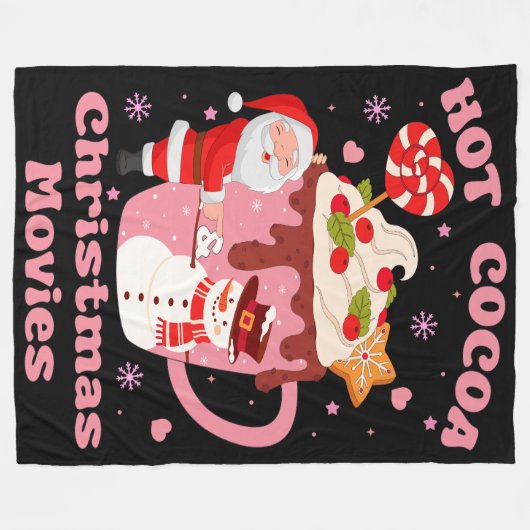 Heet cacao en kerstfilms fleece deken (Voorkant (Horizontaal))