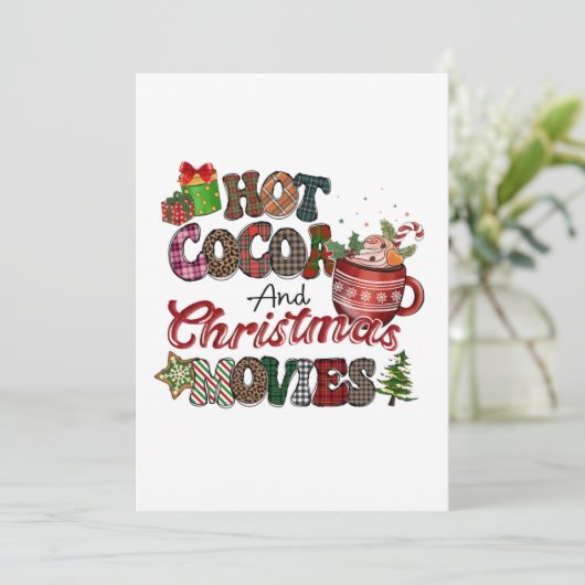 Heet cacao en kerstfilms kaart (Staand voorkant)