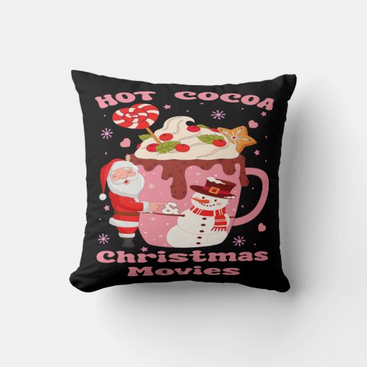 Heet cacao en kerstfilms kussen (Voorkant)