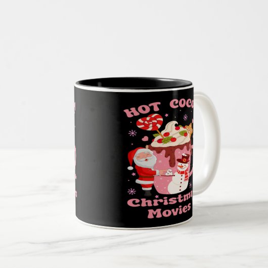 Heet cacao en kerstfilms tweekleurige koffiemok (Voorkant rechts)