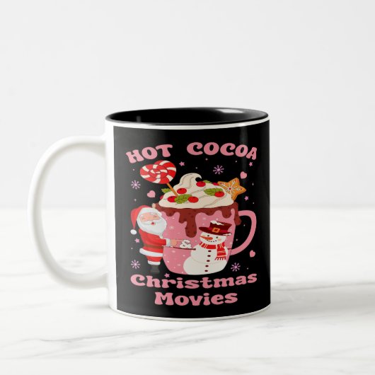 Heet cacao en kerstfilms tweekleurige koffiemok (Links)
