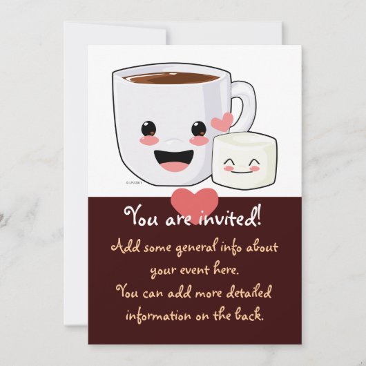 Heet cacao en Marshmallow Invitation Kaart (Voorkant)