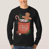 Heet Cacao Gingerbread Man met Candy Cane Joy T-shirt (Voorkant)