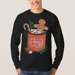 Heet Cacao Gingerbread Man met Candy Cane Joy T-shirt