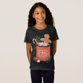 Heet Cacao Gingerbread Man met Candy Cane Joy T-shirt (Voorkant volledig)