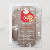 Heet Cacao & Koekjes Rode Verjaardagsuitnodiging Kaart (Voorkant)