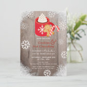 Heet Cacao & Koekjes Rode Verjaardagsuitnodiging Kaart (Staand voorkant)