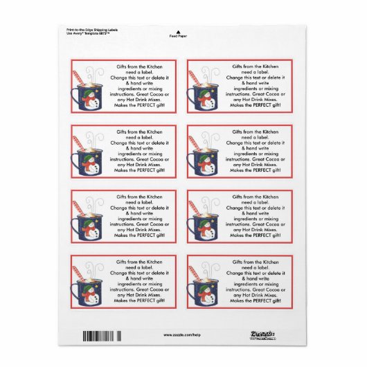 Heet Cacao Mix Labels Keukencadeaulabels (Full Sheet)