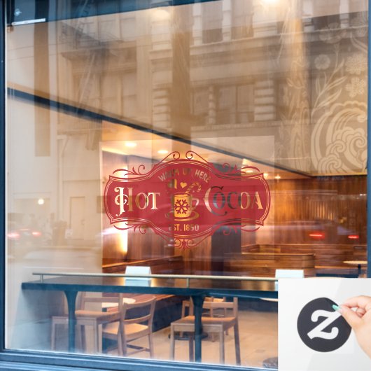 Heet Cacao warm hier Kerstmis Raamsticker (Cafe Raam)