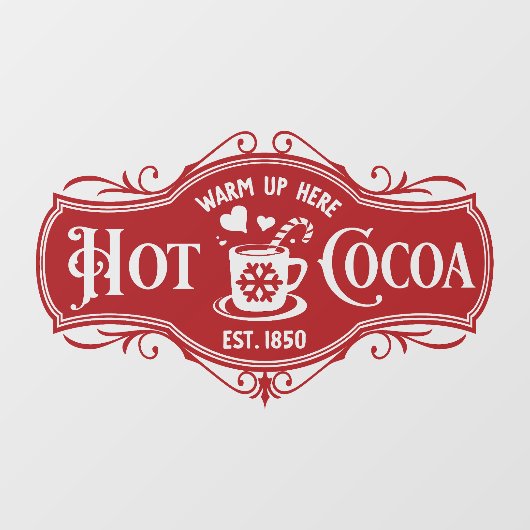 Heet Cacao warm hier Kerstmis Raamsticker (Vel)