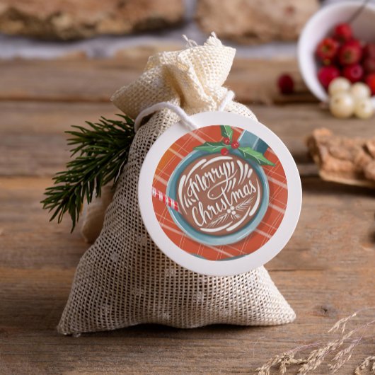 Heet cacaoMok met briefing voor kerst rood Ronde Sticker