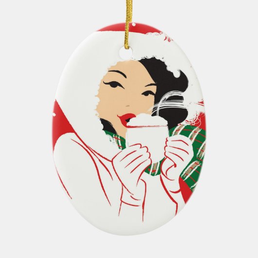 Heet cacaovaal versieringsmiddel keramisch ornament (Voorkant)