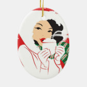 Heet cacaovaal versieringsmiddel keramisch ornament (Achterkant)