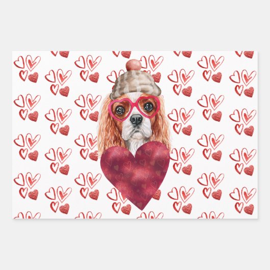Heet Cavalier Spaniel Hondenliefhebber Valentijns Inpakpapier Vel (Voorkant)