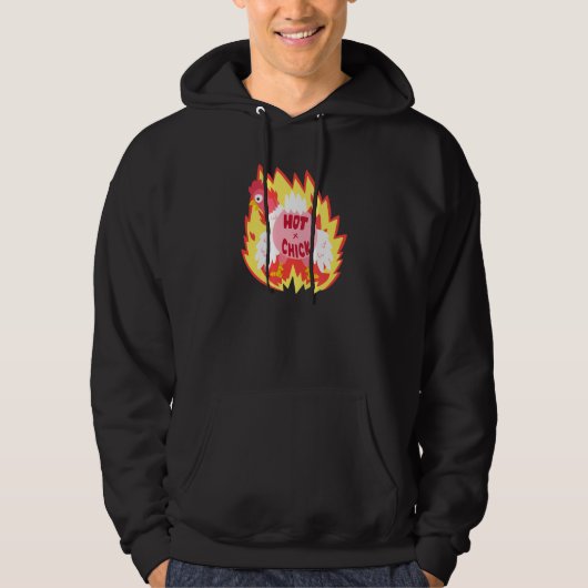 Heet chick op vuur kip hoodie (Voorkant)