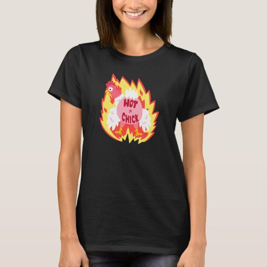 Heet chick op vuur kip t-shirt (Voorkant)