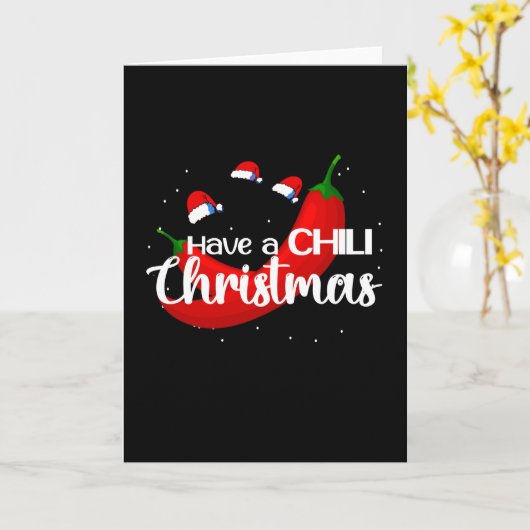 Heet Chili Pepper Kerstontwerp, Unisex Kaart (Gele Bloem)