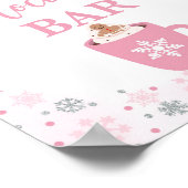 Heet Chocolade Bar Winter Roze Sneeuwvlokken Teken Poster (Hoek)