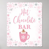 Heet Chocolade Bar Winter Roze Sneeuwvlokken Teken Poster (Voorkant)