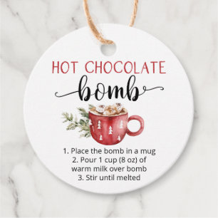 Heet chocolade bom cute waterverf bedankjes labels