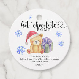 Heet chocolade bom tag. Winter hete cacaobom Bedankjes Labels