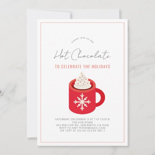 Heet Chocolade/Cacao Red Mok Holiday Party Kaart (Voorkant)