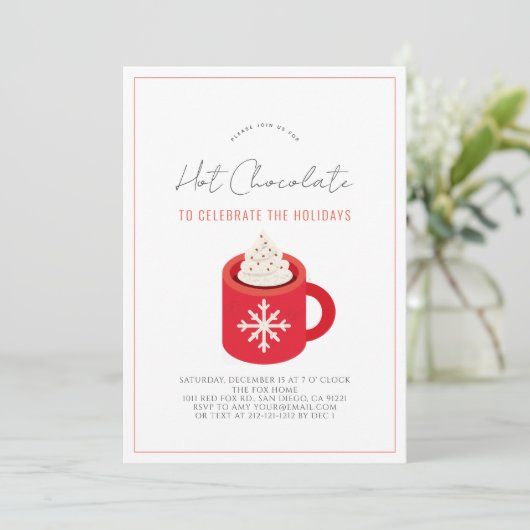 Heet Chocolade/Cacao Red Mok Holiday Party Kaart (Staand voorkant)