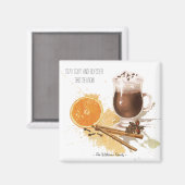 Heet-Chocolade Cinnamon Oranje Seizoensgroeten Magneet (Voorkant / Achterkant)