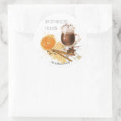 Heet-Chocolade Cinnamon Oranje Seizoensgroeten Ronde Sticker (Tas)
